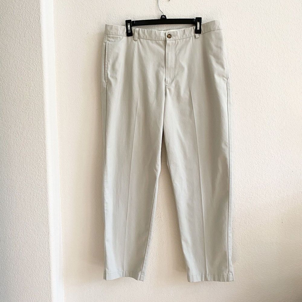 LL Bean Double L Classic Fit Beige KHAKI CHINO PANTS MEN'S 37 X 30” 100% Cotton